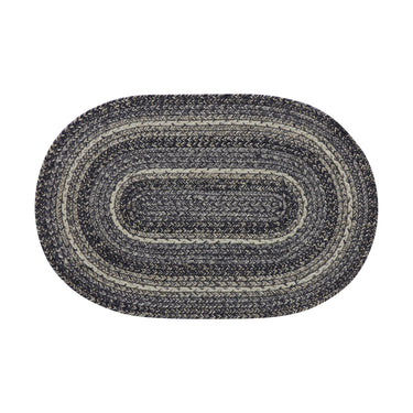 Sawyer Mill Black White Jute Braided Oval Rug with Rug Pad 20x30